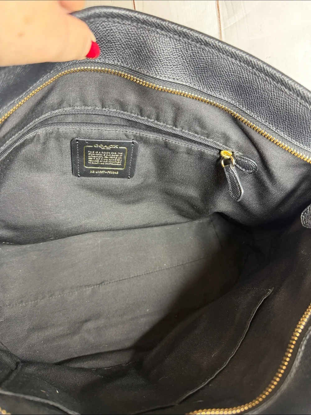 Coach Black Leather Tote with Gold Logo Hardware